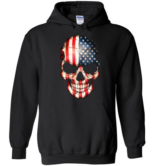 American Skull Flag USA 4th Of July independence day v1, Gildan Heavy Blend Hoodie