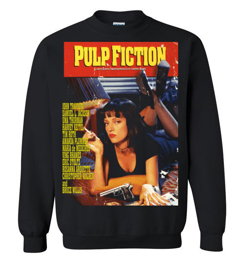 Pulp Fiction Mia Wallace , quentin tarantino, mobsters, john travolta, vincent, jules, v11b, Gildan Crewneck Sweatshirt