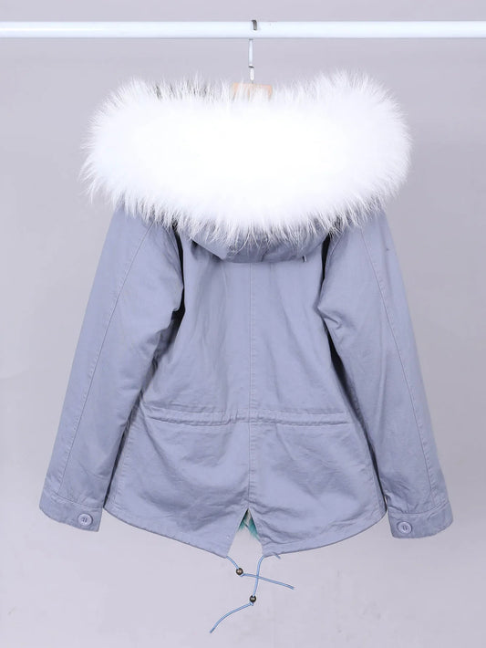 MaoMaoKong 2025 New Real Fur Coat Hooded Woman Winter Parkas Natural Fox Fur Collar Warm Jacket Removable Lining Female Clothing
