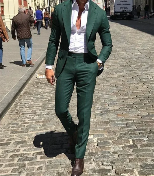 2 Pieces New Best Selling Men Blazer Sets Formal Wedding Wear Suits Groom Tuxedos Peaked Lapel ( Jacket+Pants) Costume Homme