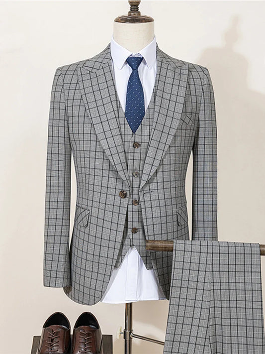 ST Cassy High Quality Plaid suit Formal Business Office Men's Suits Fashionable and Casual evening gown