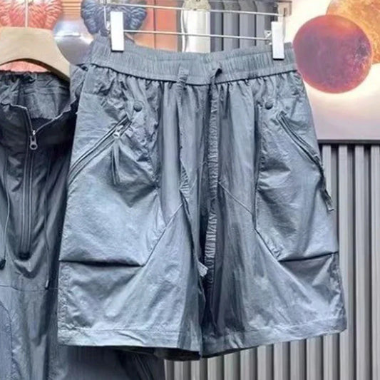 Summer Men's Hooded Lightweight Short-sleeved Suit Loose Ultra-thin Breathable Jacket Shorts Two-piece Couple Suit Men Urban