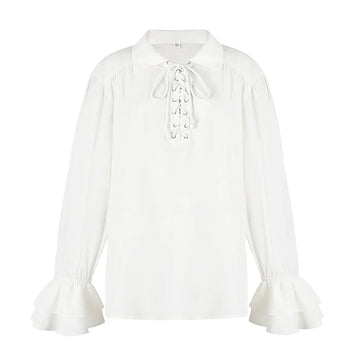 Vintage Sleeve Ruffle Edge Shirt Medieval Gothic Clothes Men Women's Casual Shirt Male Pirate Steampunk Court Style Top