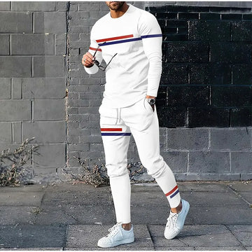 Trendy Designer Clothes 3D Print Oversize Suit Men Casual Long Sleeve Trousers Sport Tracksuit Graphic T Shirts 2PCS Sets