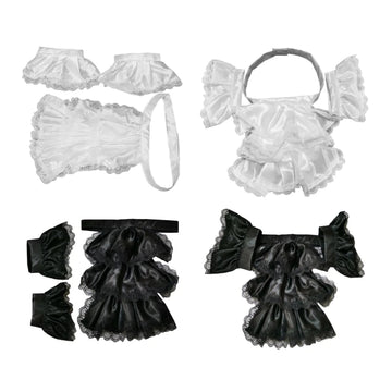 Victorian Colonial Jabot Ruffled Satin Collar and False Cuffs Set Adult Kid Unisex Halloween Party Costume Accessories