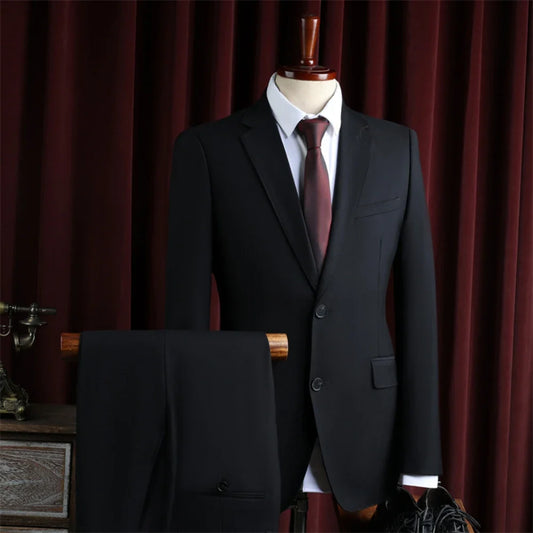 Notched Lapel Suit Set 2 Pieces Blazer Pants For Men,Handsome Two Button Men's Regular Fit Suits Wedding Groom Best Man Tuxedo