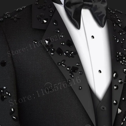 Luxury 3 Pieces Men's Suits Single Breasted 2 Button Suits Tuxedo Jacket Blazer for Wedding Groom Business Dinner Party Suits