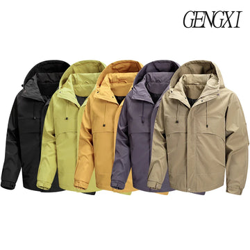 New autumn and winter windproof and waterproof hooded jacket Outdoor leisure sports men's windbreaker Fashionable outerwear