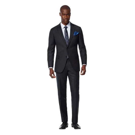 2 Pieces Slim Fit Men's Charcoal Suit Classic Two Buttons Notch Lapel Blazer Business Wedding Jacket and Trousers