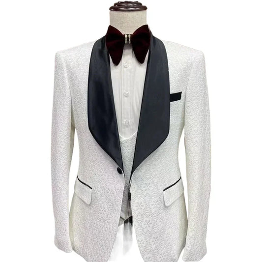 Spring 2025 Cross-border Plus-size Men's Jacquard Suit Wedding Dress Groom Suit Mens Suits 3 Piece Men Clothing  Mens Suits