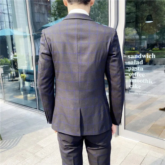 2025 High quality British style suit (suit + vest + trousers) Fashion and handsome trend business casual three-piece set