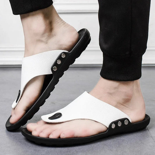 YRZL Summer Slippers Men Flip-Flops for Men Beach Slippers Brown Sandals Comfortable Shoes Non-Slip Bathroom Shoes Men Shoes