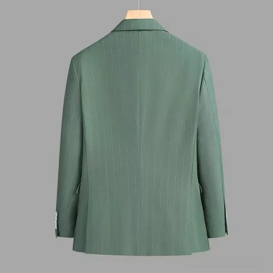 Men's spring new business two button casual single piece double slit suit jacket green top trend HT01