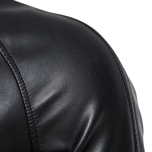 2024 Leather Men's New Trend Fashion Spring And Autumn Stand Collar Comfortable Slim Leather Jacket Handsome Youth Coat