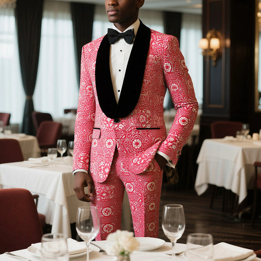 Mens Suits Tuxedo Suit Set Slim Fit 2 Piece Luxurious Party Dinner Jacket Pants