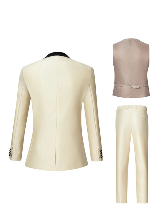 Customized Luxury Men Suits Single Breasted Peak Lapel 3 Piece Jacket Pants Vest Full Sets High Quality Clothing Terno Blazers