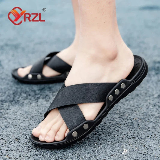 YRZL Slippers for Men Comfortable Indoor Slides Outdoor Casual Sandals Man Lightweight Breathable Beach Slippers Men