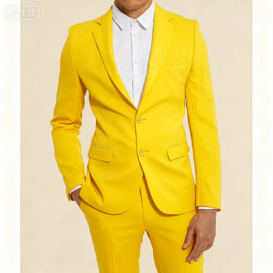 Men's Fuchsia Tuxedo 2-Piece Two-Button Formal Suit Business Unique Single Breasted Notched Lapel Men's Clothing