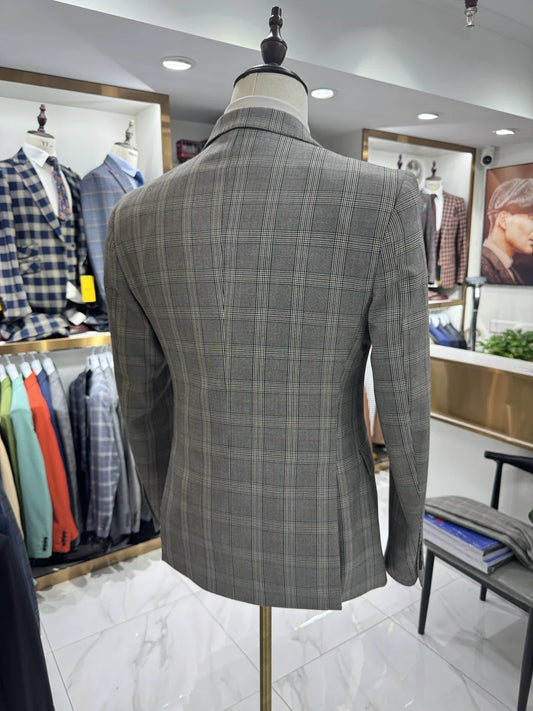 Decent Grid Pattern Groom Wear Hot Sale Elegant Suit Jacket Vest Pants Charming 2025 Handsome Successful Business Man Tuxedo Set
