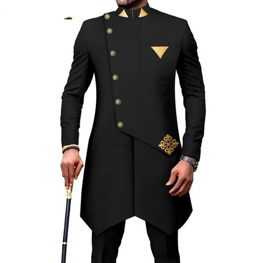 2025 Fashion new African men's casual suit wedding dress, best man groom suit (top + pants)  men clothing  coats  clothes