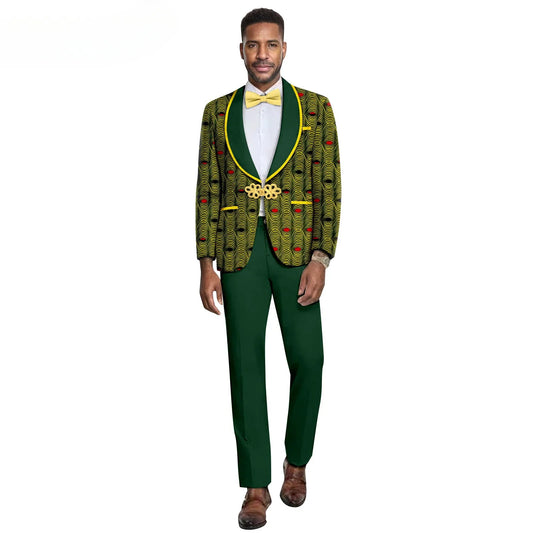 2025 New Men's Business Casual Slim Suit Fashion Wedding Formal Men's Suit (top + Pants) Two-piece Set (customizable) Clothes