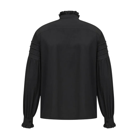 White Cotton Ruffled Stand Collar Long Lantern Sleeves Pirate Cosplay Victorian Man Shirt Medieval Clothes Gothic Vintage Top