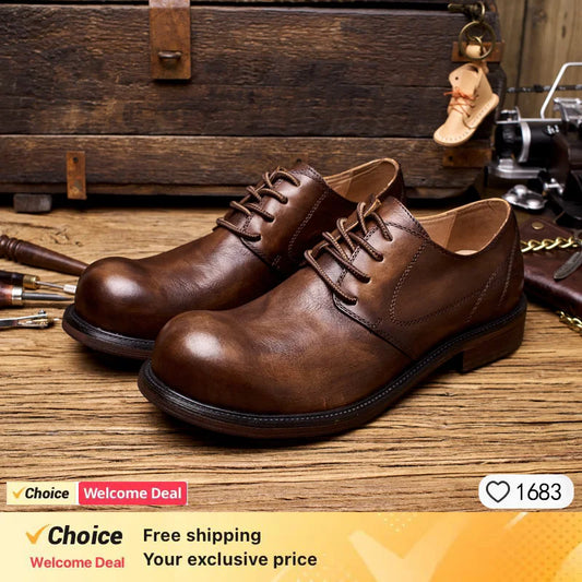Soft Leather Mens Formal Shoes Luxury Quality Comfortable Brand Handmade Retro Genuine Leather Daily Wedding Social Shoes Male