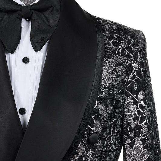 Cenne Des Graoom 2025 Elegant Luxury Double Breasted Suits for Men Shining Sliver Tuxedo Jacket Trousers 2 Pieces Party Wedding