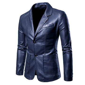 Leather Slim Fit Trend Coat Korean Style Male Outerwear Streetwear Casual Jackets Men Motorcycle Leather Jacket Men Brand Blazer