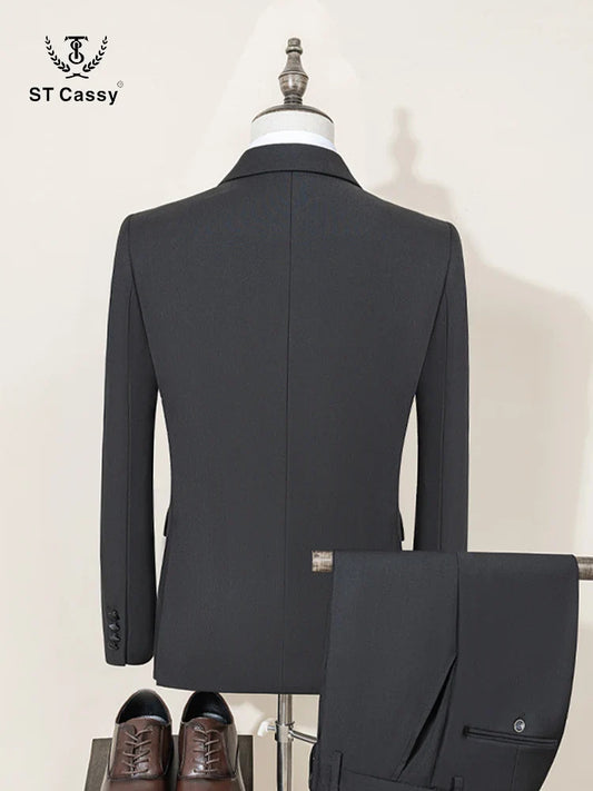 ST Cassy High Quality Men's evening gown Slim Fit Leisure suit Male Groom Wedding Blazers Elegant man suit