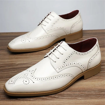 Classic Men's Carved Block Brogues Shoes Fashion Pointed Business Dress Shoes Lace Up Oxford Shoes Men's Wedding Formal Footwear