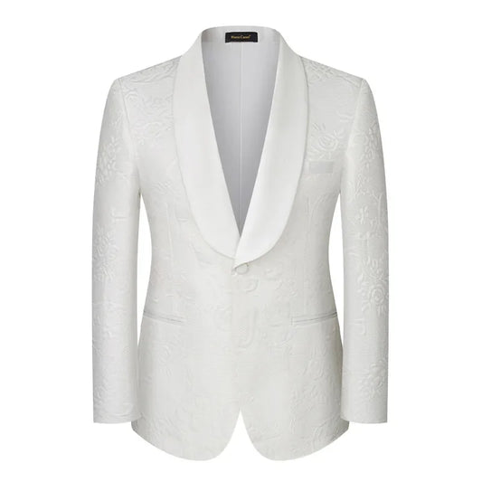 2025 Green Fruit Collar White Jacquard Dress Three-piece Groom Dress Big Size Explosion Four Seasons Mens Suits 3 Piece