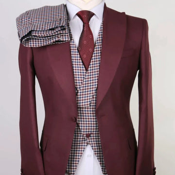 SILIWEYA Customzied Slim Fit Men's Suits Elegant One-Button Peak Lapel Skinny 3 Piece Jacket Pants Vest Party Full Sets Costume