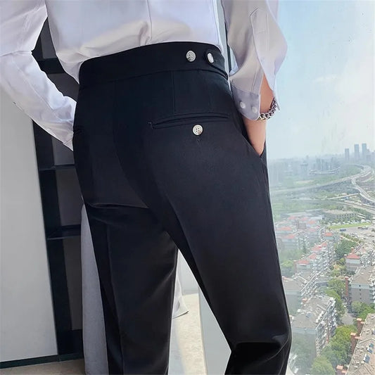 New Men's Suit Pants England Style Smart Casual Solid Slim Fit Straight Dress Pants For Men Formal Trousers Mens Clothing 2024
