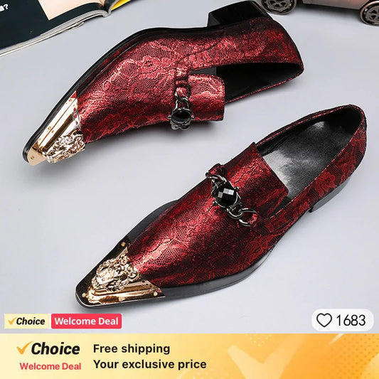 Luxury brand men's leather shoes non-slip black crow casual shoes men's dress shoes men's wedding office shoes.