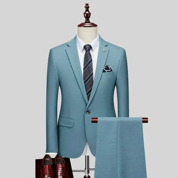 Men's Suits 2 Pieces (Jacket Vest Pants) Solid Color Mens Formal Office Business Suit Groom Wedding Dress Male Slim Blazer Sets