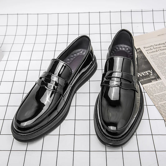 Trendy Large Size Black White leather Shoes Men Loafers Formal Wedding Prom Dress Homecoming Footwear