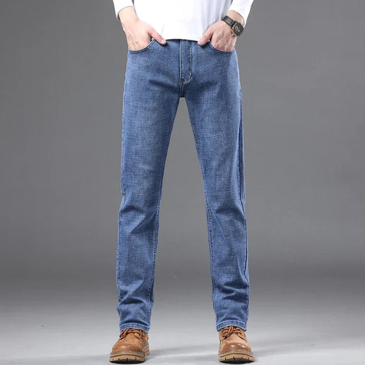 New Business Straight Jeans Men's Spring Summer Thin Fashion Classic Straight Slim Denim Pants Comfortable Brand Male Clothing