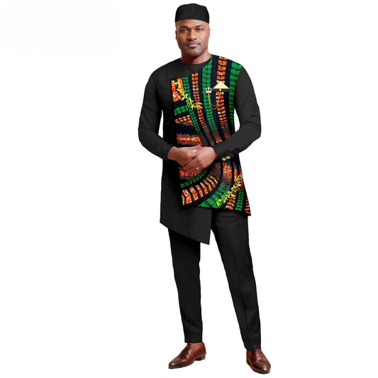 2025 African Suits for Men Embroidery Print Blazer and Pants Set Business Dress Suit with Kerchief Party Wedding Evening