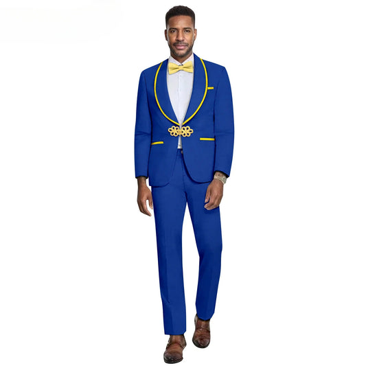 2025 New Men's Business Casual Slim-fit Suit Fashion Wedding Formal Men's Suit (top +Pants) Two-piece Set Can Be Customized