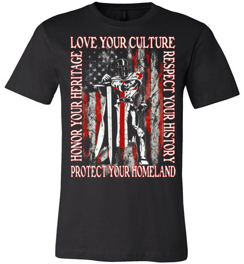 Knights Templar - Love Your Culture - Protect Your Homeland , Canvas Unisex T-Shirt
