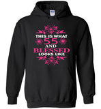 Birthday Gift Womens Ladies Present Ideas, This is what 55 and blessed looks like , Gildan Heavy Blend Hoodie