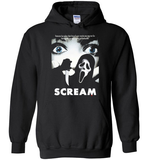 Scream scary movies, masks, thriller, wes craven, halloween, horror, 90s movies,ghostface,drew barrymore, v7, Gildan Heavy Blend Hoodie