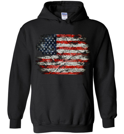 USA Flag Distressed 4th Of July Independence Day America Vintage American Flag v2b , Gildan Heavy Blend Hoodie