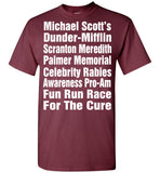 The Office TV Show Michael Scott Race For The Cure "Meredith Rabies Awareness Fun Run" , Gildan Short-Sleeve T-Shirt