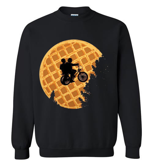 Stranger Things Moon Waffle , Gildan Crewneck Sweatshirt