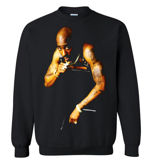 Tupac 2pac Shakur Makaveli Death Row hiphop gangsta Swag Dope v11, Gildan Crewneck Sweatshirt
