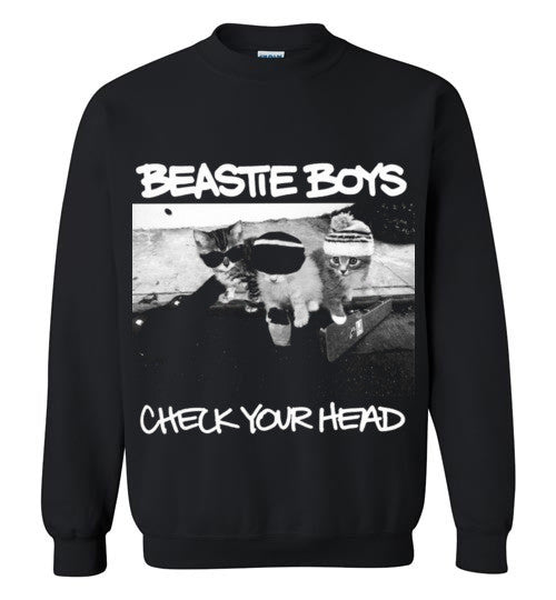 Beastie Boys Check Your Head Funny Cats Mashup , Gildan Crewneck Sweatshirt