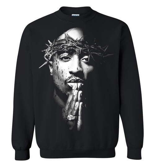 Tupac 2pac Shakur Makaveli Death Row hiphop gangsta Swag, v24, Gildan Crewneck Sweatshirt