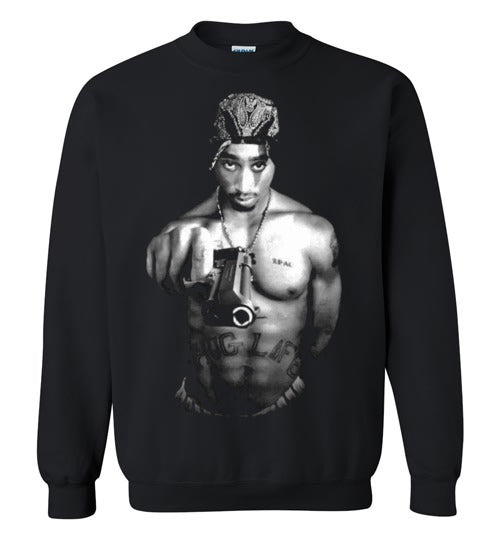 Tupac 2pac Shakur Makaveli Death Row hiphop gangsta Swag ,v20, Gildan Crewneck Sweatshirt